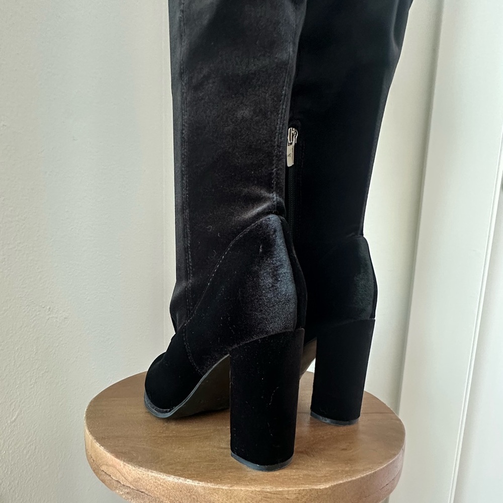 Marc Fisher Black Over-the-Knee Suede Block Heel Boots – Size 8